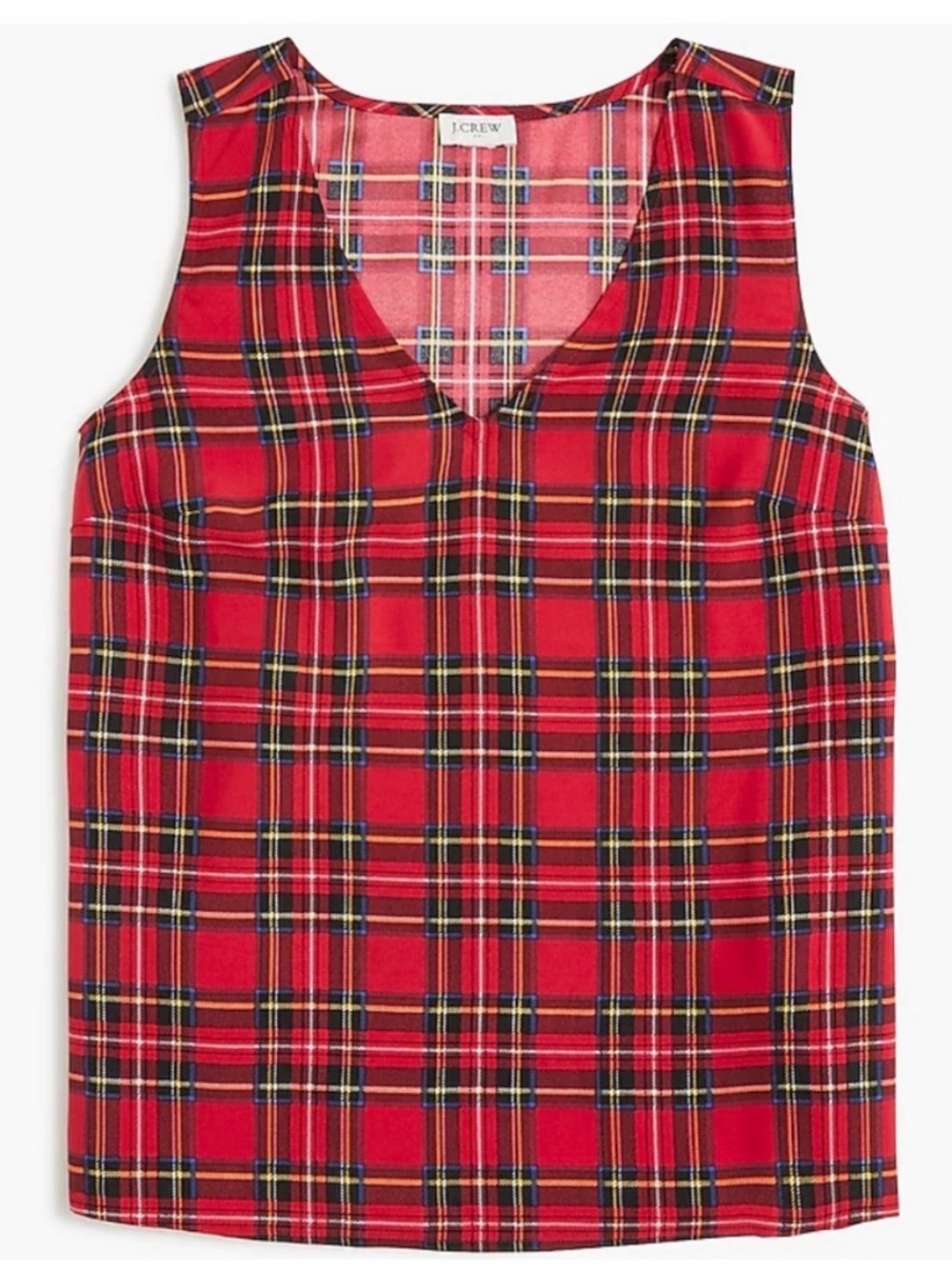 J. Crew Red Plaid V-Neck Sleeveless Tank